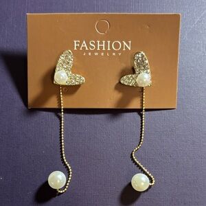 Fashion Jewelry Gold Heart Chain Earrings